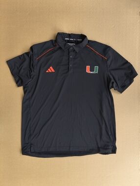 adidas Black Polo with Orange & Green Miami U Logo